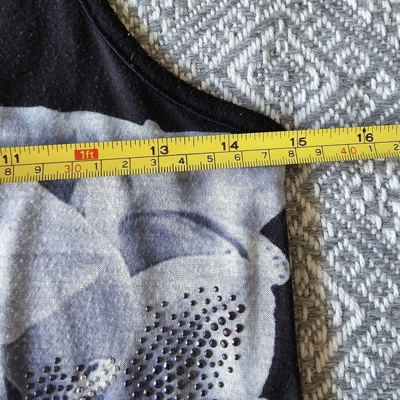 Express Flowery Silver Mini Dress w/ Blue Trim, Rhinestone Detailing and Stripes - Picture 16 of 16